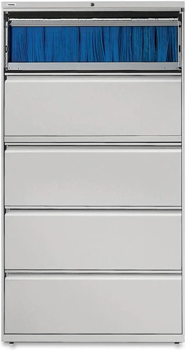 Alt view image 4 of 6 - Lorell Lateral File - 36" x 18.6" x 67.7" - 5 x Drawer(s) for File - Legal, Letter, A4 - Lateral - Rust Proof, Leveling