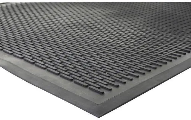 Alt view image 4 of 5 - Genuine Joe Scraper Outdoor Mat Rubber Traps Dirt/Grime 3'x5' Black 70367