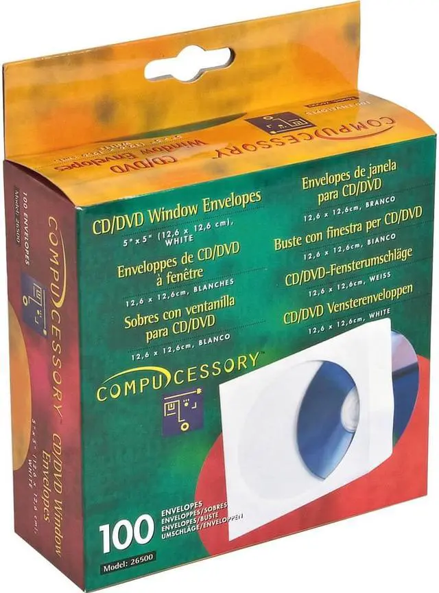 Alt view image 5 of 5 - CD/DVD Window Envelopes 5"x5" 100/BX White