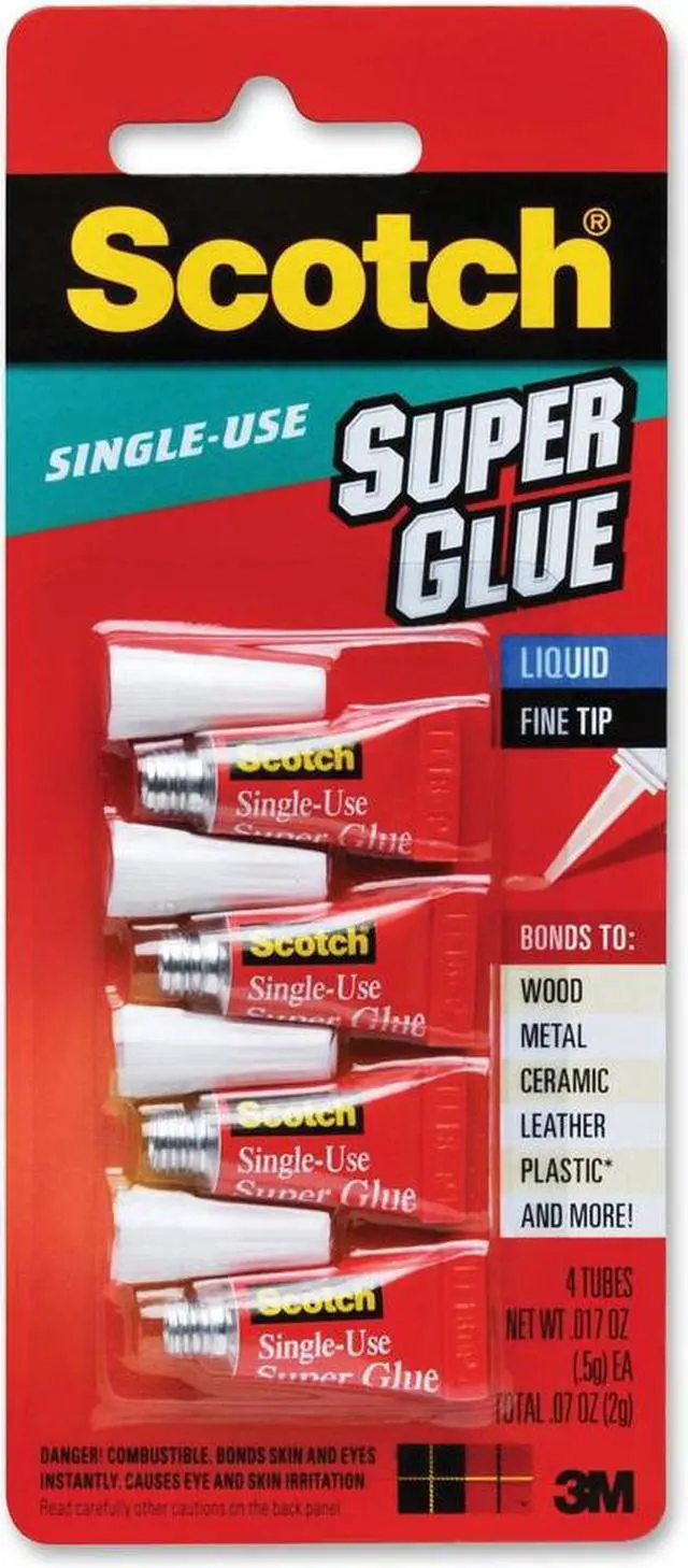 Alt view image 9 of 12 - 3M Super Glue Single Use Pointed Tip .07oz. 4/PK Clear AD114
