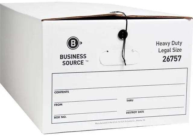 Alt view image 3 of 6 - Business Source Storage Box Legal 700 lbs 15"x24"x10" 12/CT White 26757