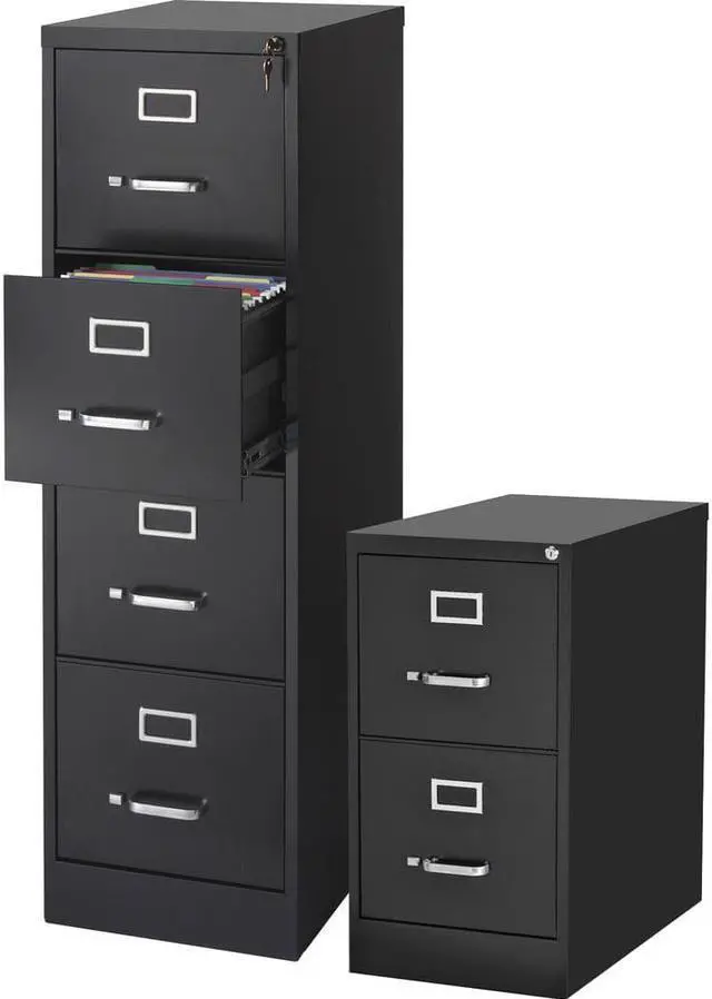 Alt view image 8 of 12 - Lorell Commercial-grade Vertical File - 15" x 22" x 28.4" - 2 x Drawer(s) for File - Letter - Lockable, Ball-bearing Sus
