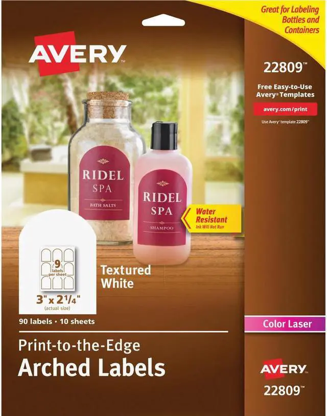Alt view image 2 of 10 - Avery Textured Arched Print-to-the-Edge Labels 3 x 2 1/4 White 90/Pack 22809