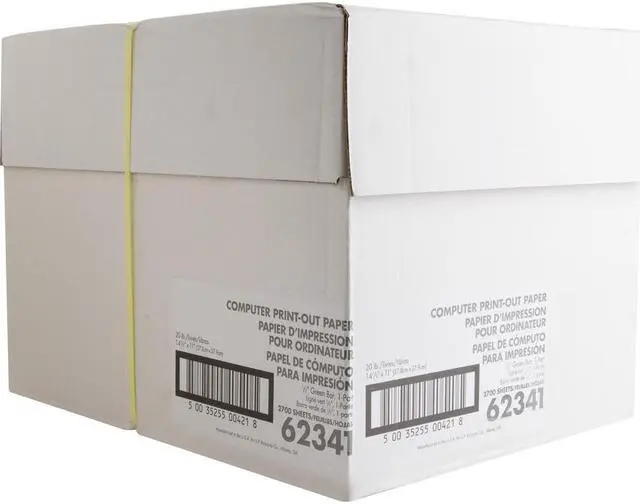 Alt view image 4 of 5 - Sparco Computer Paper 20 lb. 1Part 14-7/8"x11" 2700/CT 1/2" GN Bar 62341