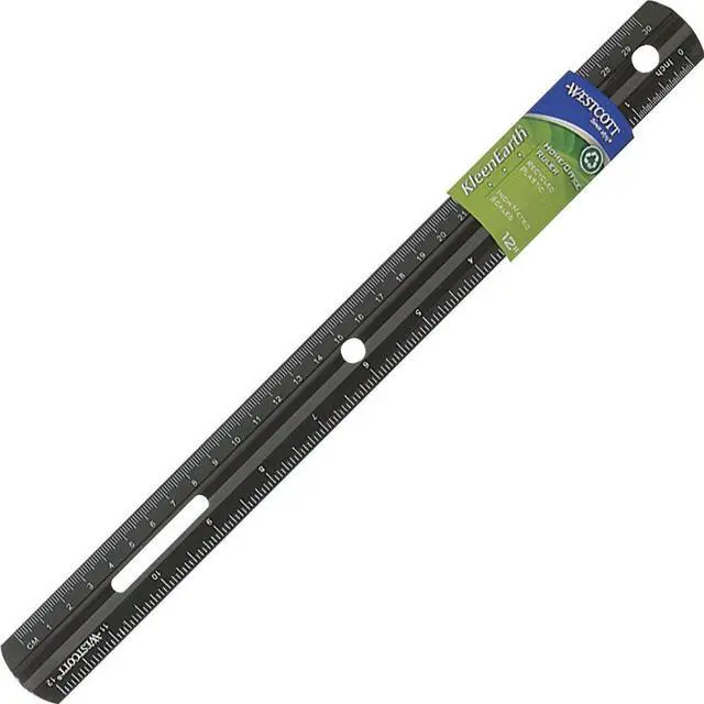 Alt view image 7 of 9 - Acme Plastic Ruler Recycled 12"L Inch/Metric Black 41015