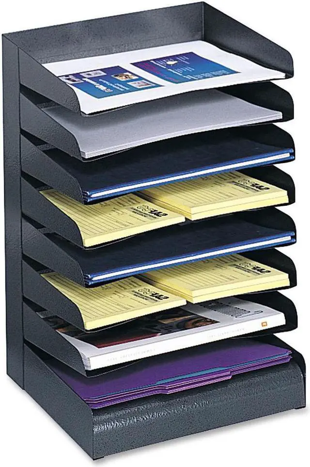Alt view image 9 of 12 - Safco Steel Desk Tray Sorter 8-Tier 2"x9-1/2"x17-3/4" BK 3129BL - OEM