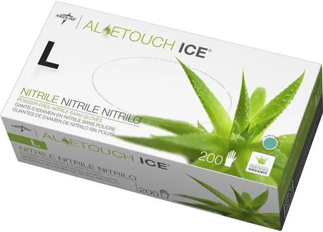 Alt view image 11 of 13 - Medline Aloetouch Ice Nitrile Exam Gloves Large Green 200/Box MDS195286