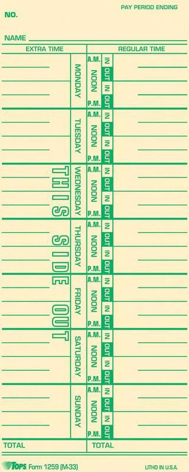 Alt view image 6 of 11 - Tops Time Card for Acroprint/IBM/Lathem/Simplex Weekly 3 1/2 x 9 100/Pack 12593