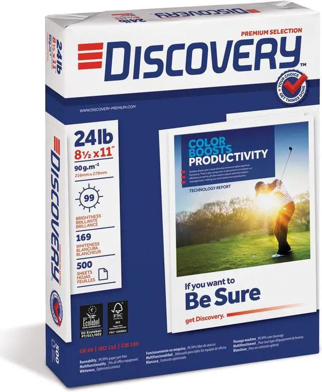 Alt view image 5 of 7 - Discovery Multipurpose Paper 8-1/2"x11" 24 Lb 99 GE 5000Sht/CT WE 22028
