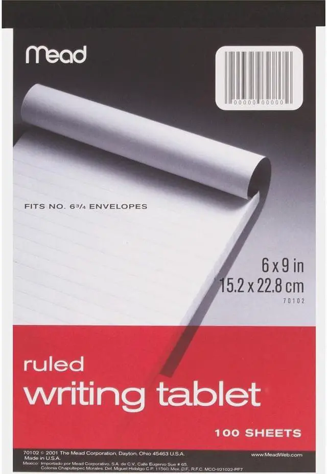 Alt view image 5 of 5 - Mead Ruled Writing Tablet 6"X9"-100 Sheets