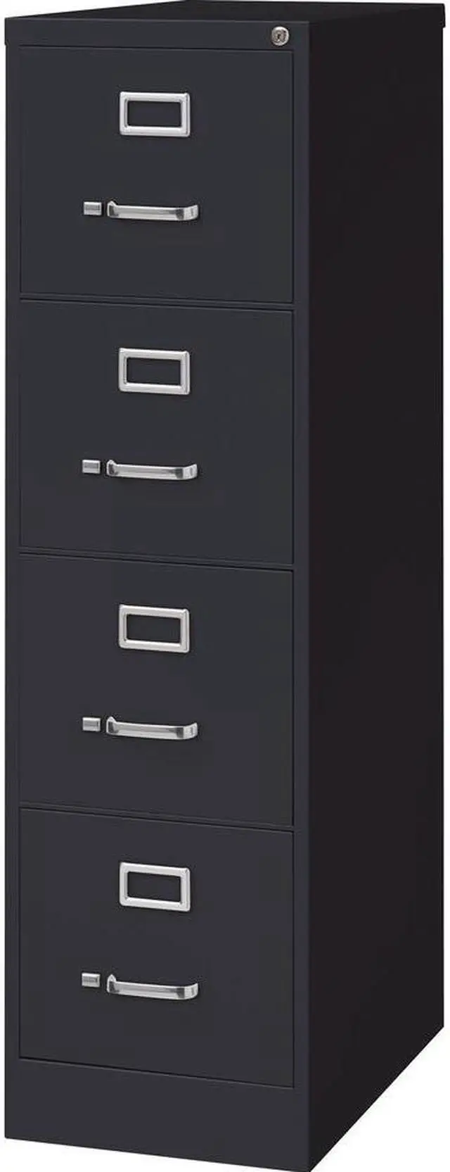 Alt view image 10 of 12 - Lorell 4-Drawer Vertical File w/ Lock 15"x25"x52" Black 60650