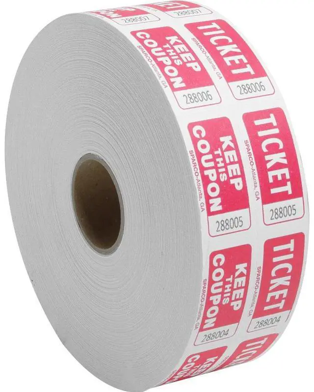 Alt view image 4 of 5 - Sparco Ticket Roll Double w/Coupon 2000/RL Red 99220