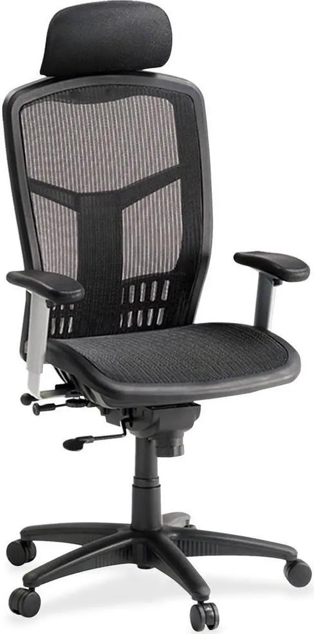 Alt view image 8 of 10 - Lorell High Back Chair Mesh 28-1/2"x28-1/2"x51" Black 60324