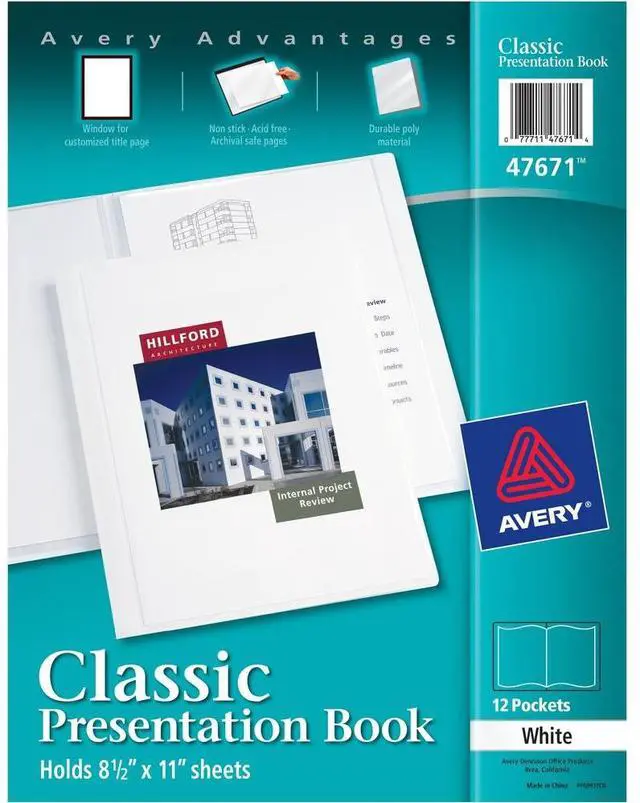 Alt view image 6 of 9 - Avery Presentation Book 12 Pockets 8-1/2"x11" White 47671