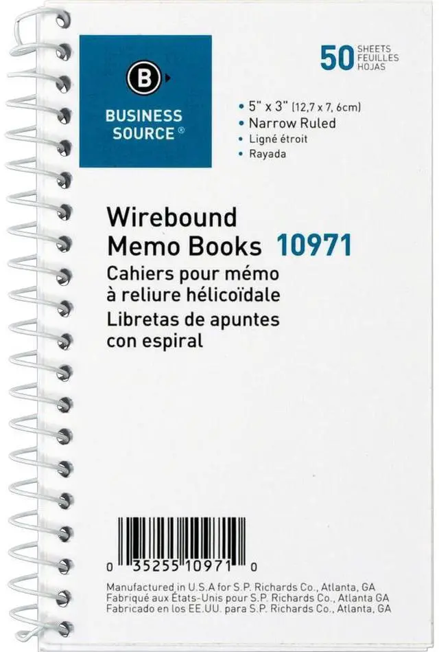 Alt view image 4 of 12 - Business Source Wirebound Memo Books Narrow Ruled 50 Shts 5"x3" White 10971