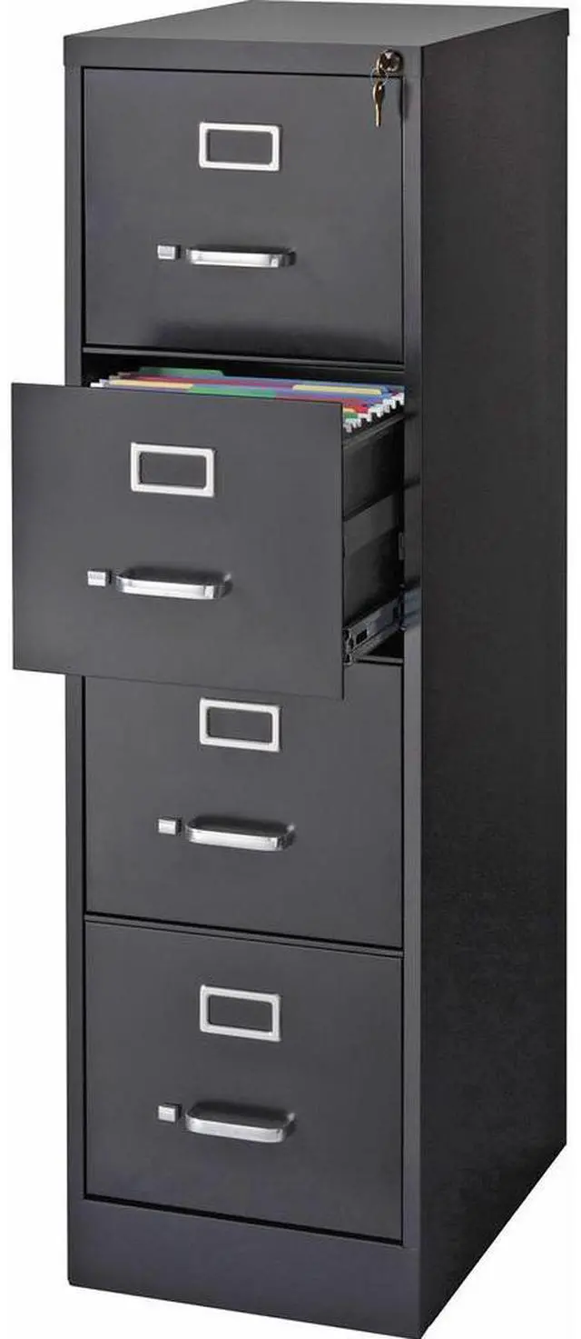 Alt view image 6 of 9 - Lorell Vertical File 22" Deep 4-Dwr Letter 15"x22"x52" BK 42294