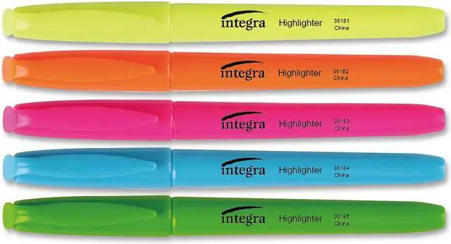 Alt view image 9 of 11 - Integra Pen Style Highlighter Chisel Tip 5 Color/ST Fluorescent AST 36180