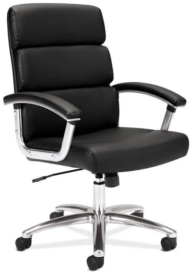 Alt view image 9 of 19 - Basyx VL103 Series Executive Mid-Back Chair Black Leather VL103SB11