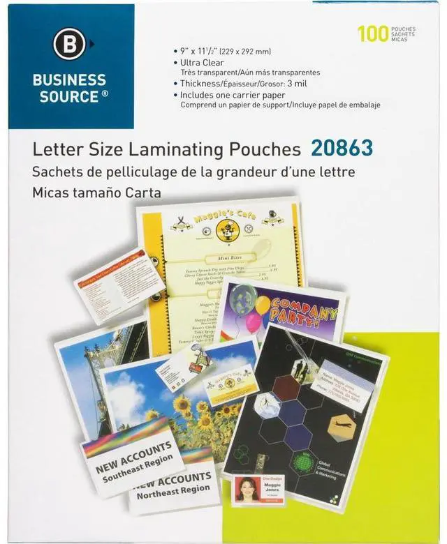 Alt view image 3 of 4 - Business Source Laminating Pouches Ltr 3Mil 9"x11-1/2" 100/BX Clear 20863