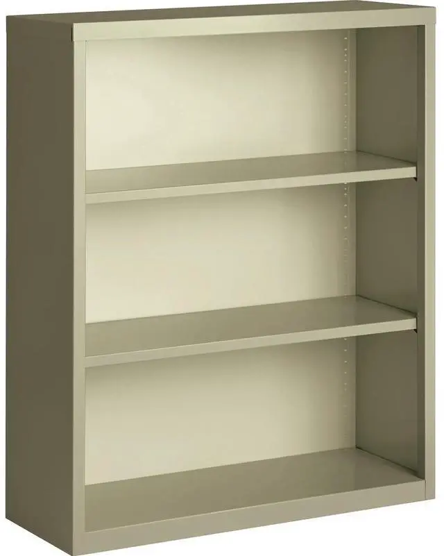 Alt view image 5 of 9 - Lorell Steel Bookcase 3-Shelf 34-1/2"x13"x42" Putty 41284