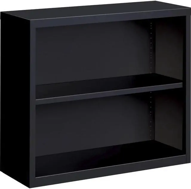 Alt view image 3 of 6 - Lorell Steel Bookcase. 2-Shelf 34-1/2"x12-5/8"x30" Black 41282