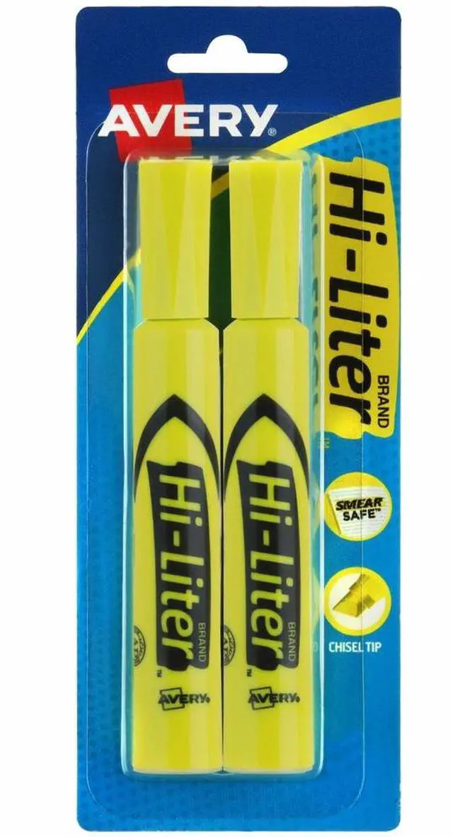 Alt view image 7 of 13 - Avery Highlighter Chisel Point 2/CD Fluorescent Yellow 24081