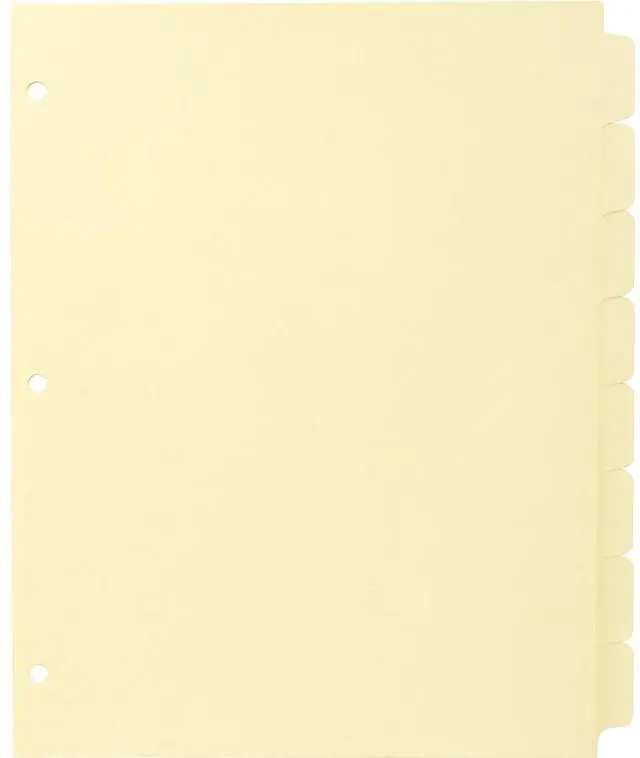 Alt view image 2 of 8 - Business Source Plain Tab Indexes 3HP 8-Tab 11"x8-1/2" 24 Sets/BX Canary 16481