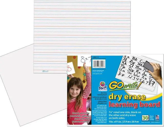 Alt view image 9 of 11 - GoWrite!® Dry Erase Learning Board - Dry-erase, Two-Sided, 3/4" Rule/Plain - 11" Width x 8.25" Height - White Surface - Rectangle - No - 30 / Pack