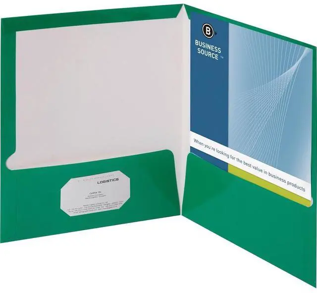 Alt view image 2 of 7 - Business Source Two-Pocket Folders with Business Card Holder