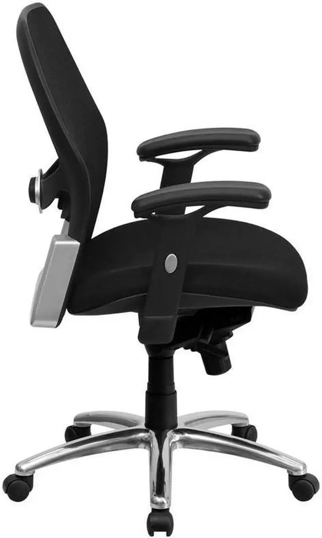 Alt view image 15 of 20 - Mid-Back Black Super Mesh Executive Swivel Chair with Knee Tilt Control and Adjustable Arms
