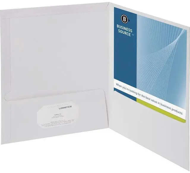 Alt view image 2 of 7 - Business Source Two-Pocket Folders with Business Card Holder