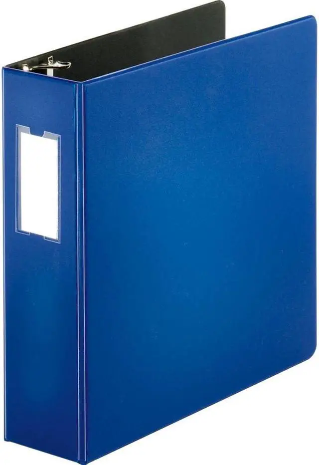 Alt view image 3 of 6 - Business Source D-Ring Binder w/Label Holder Hvy-Dty 3" Blue 33115