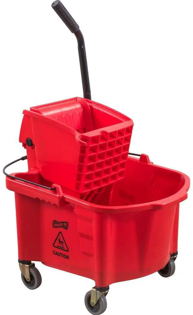 Alt view image 13 of 15 - Mop Bucket/Wringer Combo Splash Guard 26qt. Red