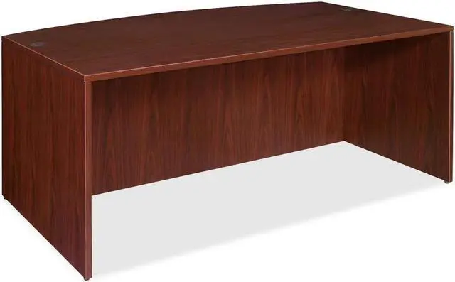 Alt view image 6 of 11 - Lorell Bowfront Desk Shell 72"x36"x29-1/2" Mahogany 69370
