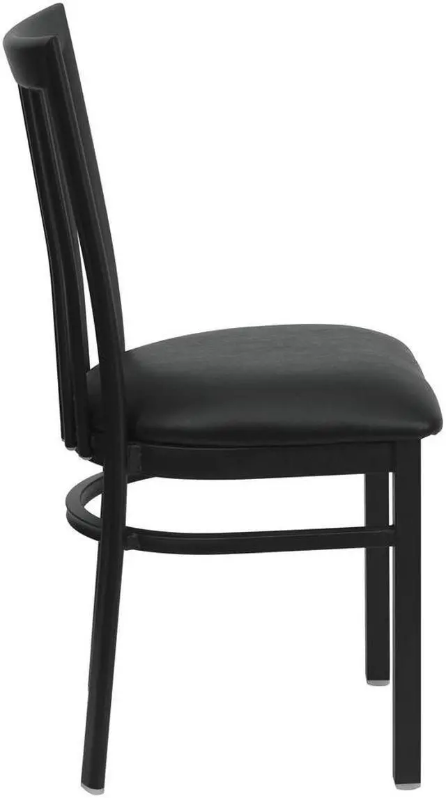 Alt view image 10 of 20 - HERCULES Series Black School House Back Metal Restaurant Chair - Black Vinyl Seat