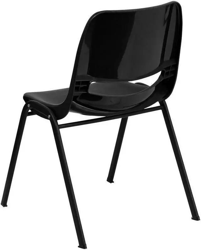 Alt view image 6 of 19 - HERCULES Series 880 lb. Capacity Black Ergonomic Shell Stack Chair with Black Frame