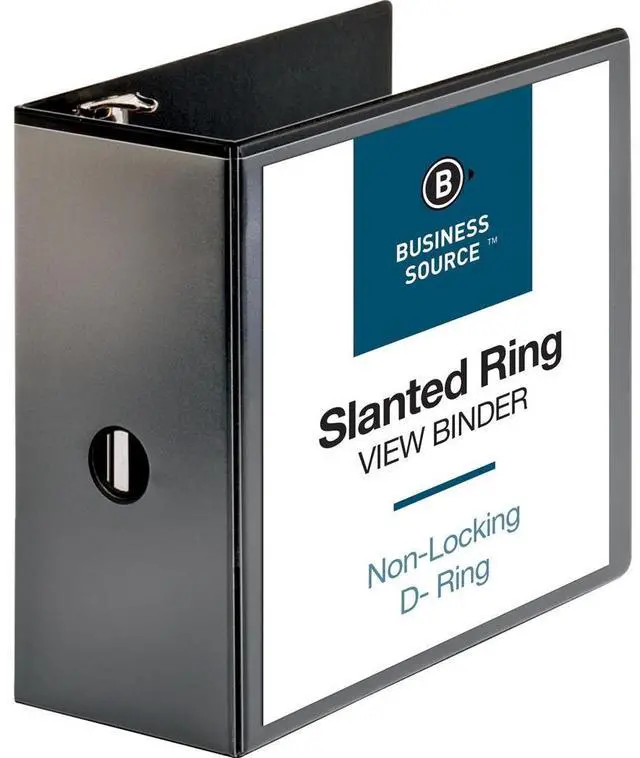 Alt view image 4 of 5 - Business Source D-Ring View Binder 5" Capacity 11x8-1/2" Black 28451