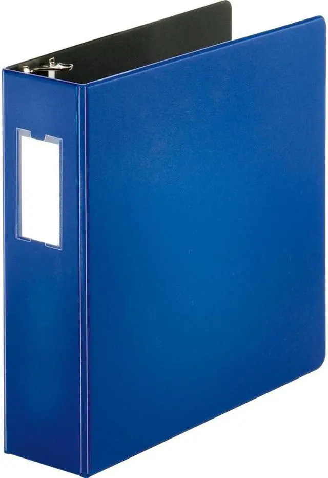 Alt view image 2 of 6 - Business Source D-Ring Binder w/Label Holder Hvy-Dty 3" Blue 33115