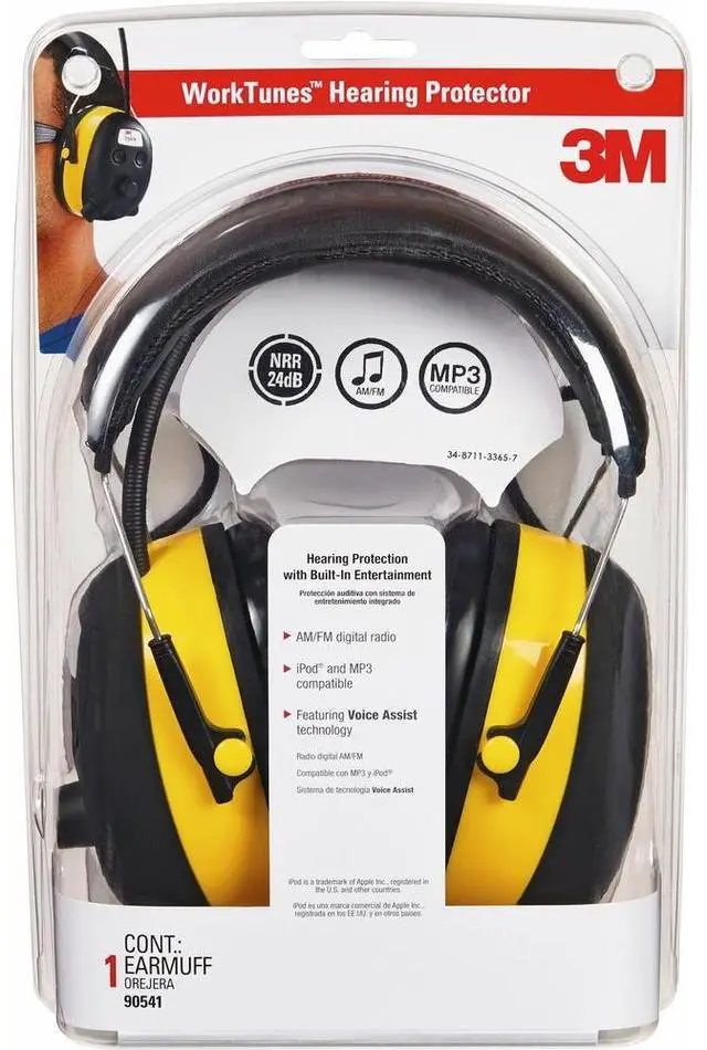 Alt view image 3 of 8 - 3M Yellow, Black 9054100000V Circumaural Headphone