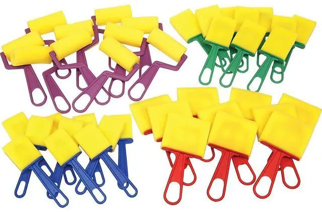 Alt view image 6 of 7 - ChenilleKraft Foam Brushes/Rollers Classroom Pack - 40 Brush(es) - Plastic Handle - Assorted