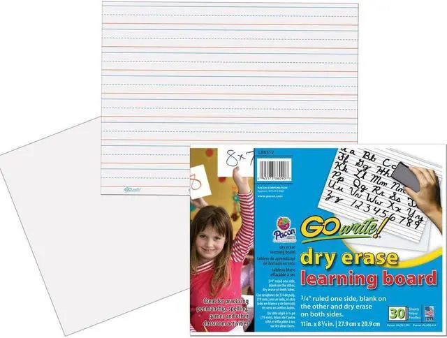 Alt view image 8 of 11 - GoWrite!® Dry Erase Learning Board - Dry-erase, Two-Sided, 3/4" Rule/Plain - 11" Width x 8.25" Height - White Surface - Rectangle - No - 30 / Pack
