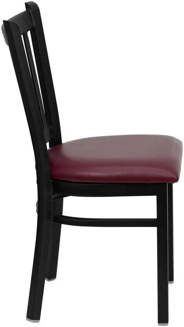 Alt view image 6 of 13 - Flash Furniture XU-DG-6Q2B-VRT-BURV-GG Hercules Series Black Vertical Back Metal Restaurant Chair with Burgundy Vinyl Seat