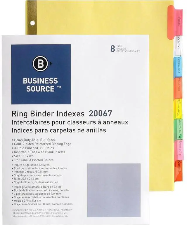 Alt view image 5 of 7 - Insertable Tab Indexes 8 Tab 11"x8-1/2" Buff Paper/Multi