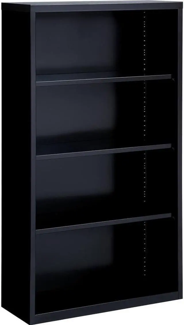 Alt view image 10 of 15 - Lorell Steel Bookcase 4-Shelf 34-1/2"x12-5/8"x60" Black 41288
