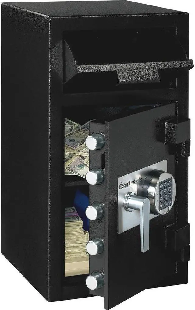 Alt view image 10 of 13 - SENTRY SAFE DH-134E Cash Depository Safe, 1.57 cu ft, 121 lb, Black, Solid Steel
