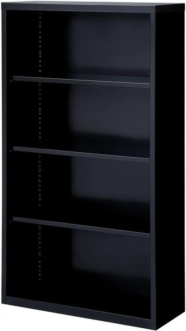 Alt view image 9 of 15 - Lorell Steel Bookcase 4-Shelf 34-1/2"x12-5/8"x60" Black 41288