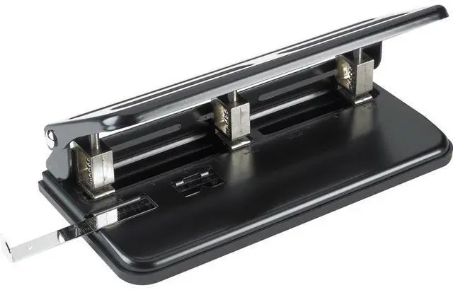 Alt view image 2 of 5 - Business Source Heavy-duty Punch 3-Hole 9/32" 30 Sht Capacity Black 65625