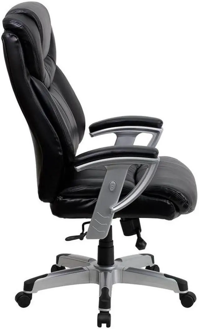 Alt view image 13 of 20 - HERCULES Series Big & Tall 400 lb. Rated Black LeatherSoft Executive Ergonomic Office Chair with Silver Adjustable Arms