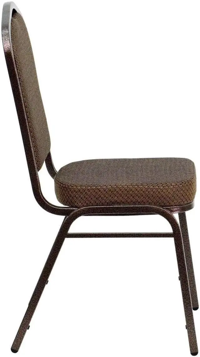 Alt view image 4 of 20 - HERCULES Series Crown Back Stacking Banquet Chair in Brown Patterned Fabric - Copper Vein Frame