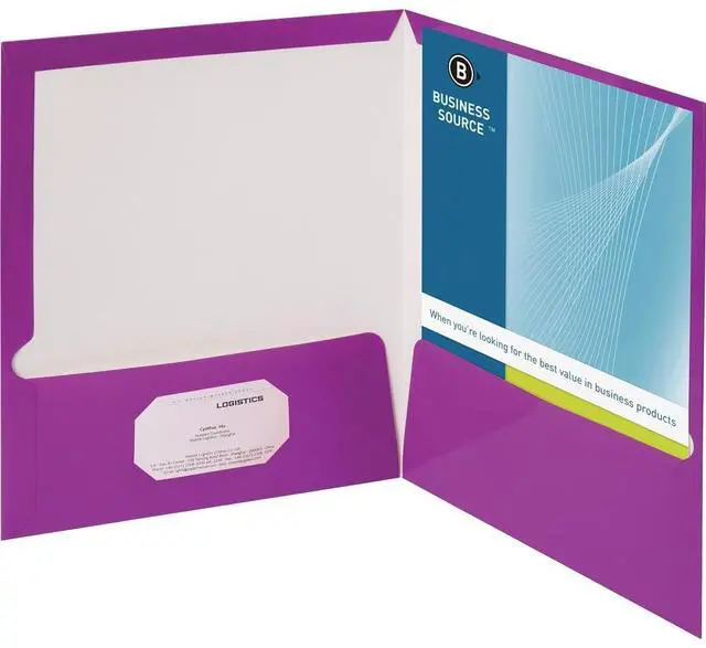 Alt view image 2 of 7 - Business Source Two-Pocket Folders with Business Card Holder